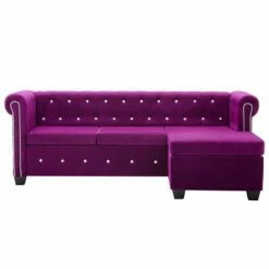 VidaXL Canapé d'angle Revêtement en velours 199x142x72 cm Violet -Canapés Soldes 2022 image 3 247148