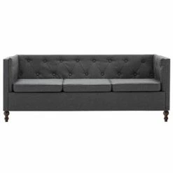 VidaXL Canapé Chesterfield à 3 places Revêtement en tissu Gris foncé 8 VidaXL Canapé Chesterfield à 3 places Revêtement en tissu Gris foncé -Canapés Soldes 2022 image 3 247163