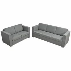 VidaXL Ensemble de canapés deux pièces Tissu Gris clair 8 VidaXL Ensemble de canapés deux pièces Tissu Gris clair -Canapés Soldes 2022 image 3 274212