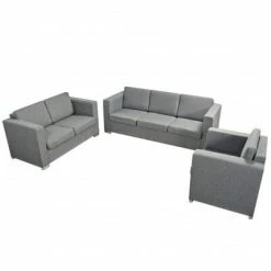 VidaXL Ensemble de canapés trois pièces Tissu Gris clair 8 VidaXL Ensemble de canapés trois pièces Tissu Gris clair -Canapés Soldes 2022 image 3 274213