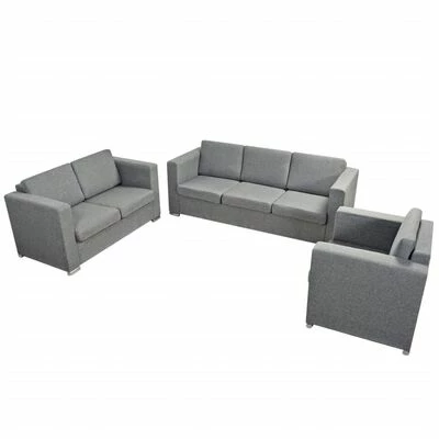 VidaXL Ensemble de canapés trois pièces Tissu Gris clair 3 VidaXL Ensemble de canapés trois pièces Tissu Gris clair – Image 3