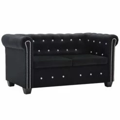 VidaXL Canapés Chesterfield 2 pcs Revêtement en velours Noir -Canapés Soldes 2022 image 3 275615