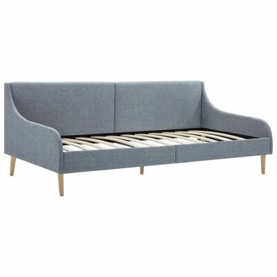 VidaXL Cadre de lit de jour avec matelas en mousse Gris clair Tissu 3 VidaXL Cadre de lit de jour avec matelas en mousse Gris clair Tissu – Image 3