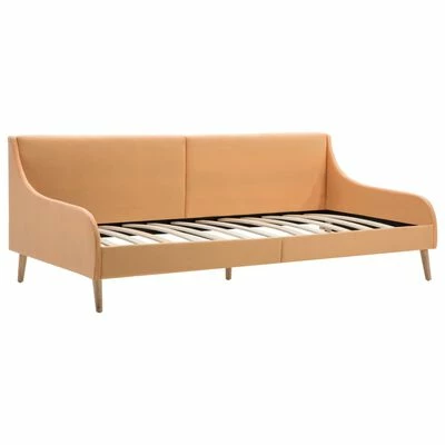 VidaXL Cadre de lit de jour avec matelas en mousse Orange Tissu 3 VidaXL Cadre de lit de jour avec matelas en mousse Orange Tissu – Image 3