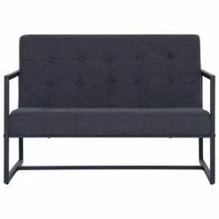 VidaXL Sofa à 2 places avec accoudoirs Gris foncé Acier et tissu -Canapés Soldes 2022 image 3 282162