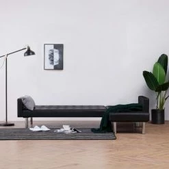 VidaXL Canapé-lit en L Noir Similicuir 8 VidaXL Canapé-lit en L Noir Similicuir -Canapés Soldes 2022 image 3 282229