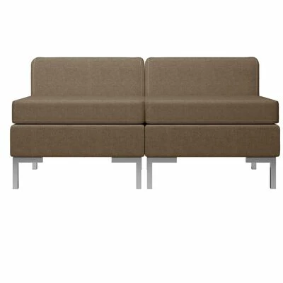 VidaXL Canapés centraux sectionnels 2 pcs et coussins Tissu Marron 3 VidaXL Canapés centraux sectionnels 2 pcs et coussins Tissu Marron – Image 3