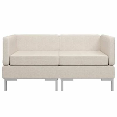 VidaXL Canapés d'angle sectionnels 2 pcs et coussins Tissu Crème 3 VidaXL Canapés d'angle sectionnels 2 pcs et coussins Tissu Crème – Image 3