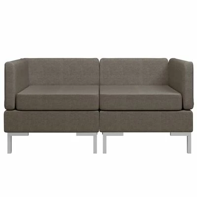 VidaXL Ensemble de canapés 2 pcs Tissu Taupe 3 VidaXL Ensemble de canapés 2 pcs Tissu Taupe – Image 3