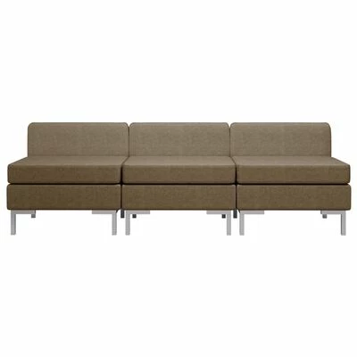 VidaXL Canapés centraux sectionnels 3 pcs et coussins Tissu Marron 3 VidaXL Canapés centraux sectionnels 3 pcs et coussins Tissu Marron – Image 3