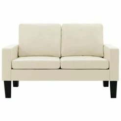 VidaXL Canapé à 2 places Crème Similicuir -Canapés Soldes 2022 image 3 288757