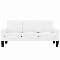 VidaXL Canapé à 3 places Blanc Similicuir -Canapés Soldes 2022 image 3 288760