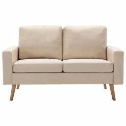 3056617 vidaXL 2 Piece Sofa Set Fabric Cream (288696+288706) -Canapés Soldes 2022 image 3 3056617