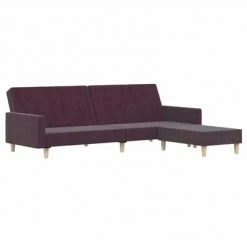 VidaXL Canapé-lit à 2 places avec repose-pied Violet Tissu -Canapés Soldes 2022 image 3 3080488