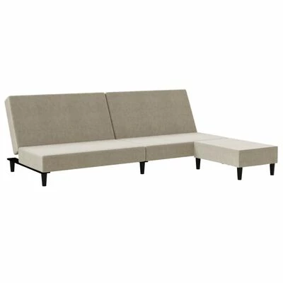 VidaXL Canapé-lit à 2 places avec repose-pied Gris clair Velours 3 VidaXL Canapé-lit à 2 places avec repose-pied Gris clair Velours – Image 3