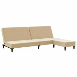 VidaXL Canapé-lit à 2 places avec repose-pied Crème Velours 8 VidaXL Canapé-lit à 2 places avec repose-pied Crème Velours -Canapés Soldes 2022 image 3 3080499