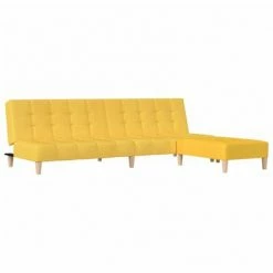 VidaXL Canapé-lit à 2 places avec repose-pied Jaune Tissu 8 VidaXL Canapé-lit à 2 places avec repose-pied Jaune Tissu -Canapés Soldes 2022 image 3 3080542