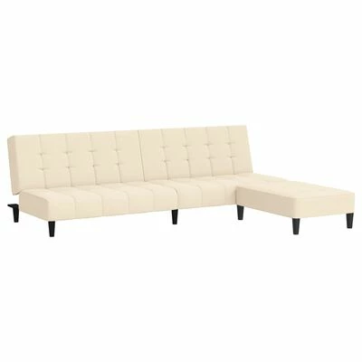VidaXL Canapé-lit à 2 places avec repose-pied Crème Velours 3 VidaXL Canapé-lit à 2 places avec repose-pied Crème Velours – Image 3