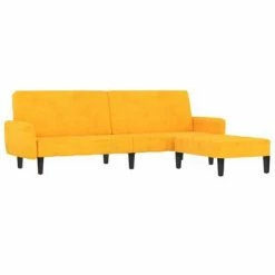 VidaXL Canapé-lit à 2 places avec repose-pied Jaune Velours 8 VidaXL Canapé-lit à 2 places avec repose-pied Jaune Velours -Canapés Soldes 2022 image 3 3080577