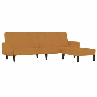 VidaXL Canapé-lit à 2 places avec repose-pied Marron Velours 3 VidaXL Canapé-lit à 2 places avec repose-pied Marron Velours – Image 3