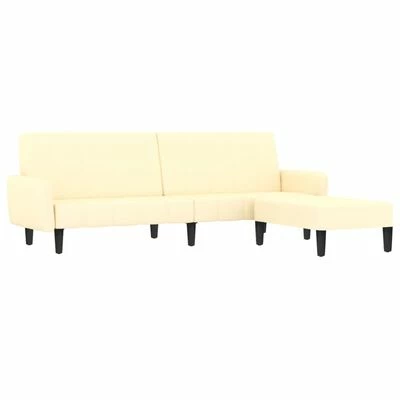 VidaXL Canapé-lit à 2 places avec repose-pied Crème Velours 3 VidaXL Canapé-lit à 2 places avec repose-pied Crème Velours – Image 3