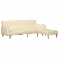 VidaXL Canapé-lit à 2 places avec repose-pied Crème Tissu -Canapés Soldes 2022 image 3 3080590