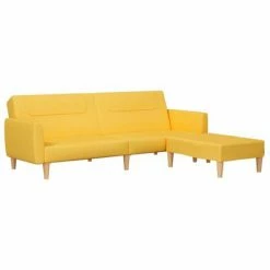 VidaXL Canapé-lit à 2 places avec repose-pied Jaune Tissu -Canapés Soldes 2022 image 3 3080595