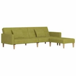 VidaXL Canapé-lit 2 places et deux oreillers repose-pied Vert Tissu -Canapés Soldes 2022 image 3 3080618