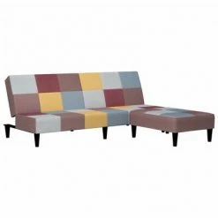 VidaXL Canapé-lit à 2 places avec repose-pied Multicolore Tissu -Canapés Soldes 2022 image 3 3080659