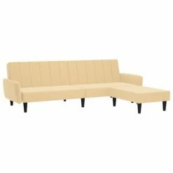 VidaXL Canapé-lit 2 places avec tabouret Crème Velours 8 VidaXL Canapé-lit 2 places avec tabouret Crème Velours -Canapés Soldes 2022 image 3 3080729