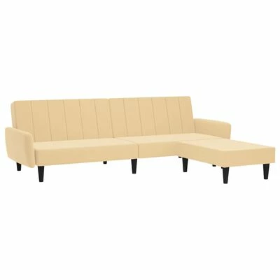 VidaXL Canapé-lit 2 places avec tabouret Crème Velours 3 VidaXL Canapé-lit 2 places avec tabouret Crème Velours – Image 3