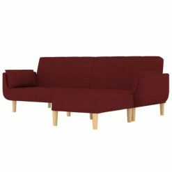 VidaXL Canapé-lit 2 places et tabouret deux oreillers Bordeaux Tissu -Canapés Soldes 2022 image 3 3081782