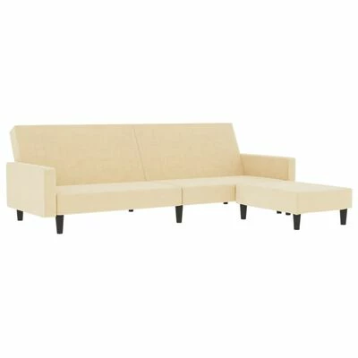 VidaXL Canapé-lit à 2 places avec repose-pied Crème Velours 3 VidaXL Canapé-lit à 2 places avec repose-pied Crème Velours – Image 3