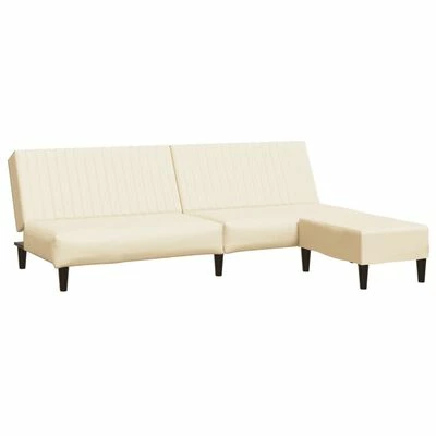 VidaXL Canapé-lit à 2 places avec repose-pied Crème Similicuir 3 VidaXL Canapé-lit à 2 places avec repose-pied Crème Similicuir – Image 3