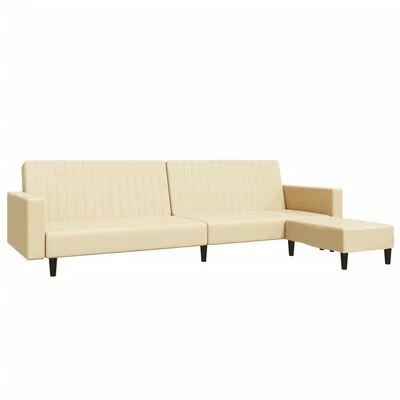 VidaXL Canapé-lit à 2 places avec repose-pied Crème Similicuir 3 VidaXL Canapé-lit à 2 places avec repose-pied Crème Similicuir – Image 3