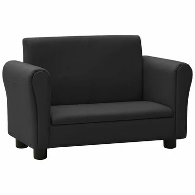 VidaXL Canapé pour enfants avec tabouret Noir Similicuir 3 VidaXL Canapé pour enfants avec tabouret Noir Similicuir – Image 3