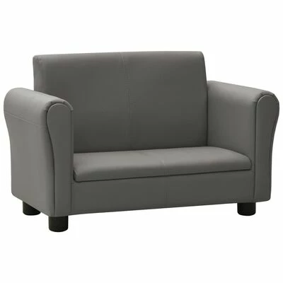 VidaXL Canapé pour enfants avec tabouret Gris Similicuir 3 VidaXL Canapé pour enfants avec tabouret Gris Similicuir – Image 3