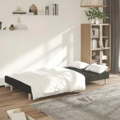 VidaXL Canapé-lit à 2 places Noir Tissu -Canapés Soldes 2022 image 3 337276