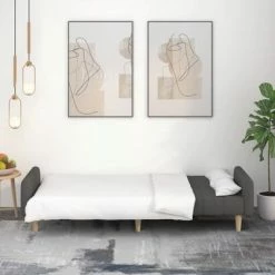 VidaXL Canapé-lit à 2 places Gris foncé Tissu -Canapés Soldes 2022 image 3 337356