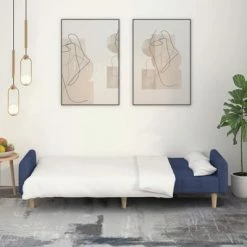 VidaXL Canapé-lit à 2 places Bleu Tissu -Canapés Soldes 2022 image 3 337361