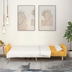 VidaXL Canapé-lit à 2 places Jaune Tissu -Canapés Soldes 2022 image 3 337363