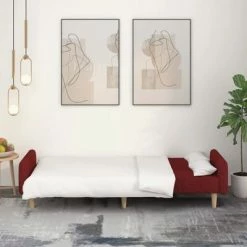 VidaXL Canapé-lit à 2 places Rouge bordeaux Tissu -Canapés Soldes 2022 image 3 337364