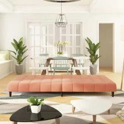 VidaXL Canapé-lit à 2 places Rose Velours -Canapés Soldes 2022 image 3 337372