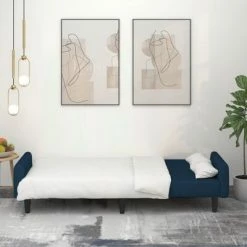 VidaXL Canapé-lit à 2 places Bleu Velours -Canapés Soldes 2022 image 3 337378