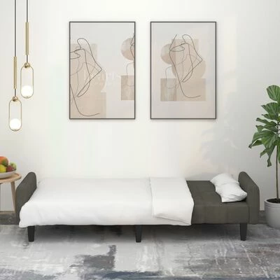 VidaXL Canapé-lit à 2 places Gris foncé Velours 3 VidaXL Canapé-lit à 2 places Gris foncé Velours – Image 3