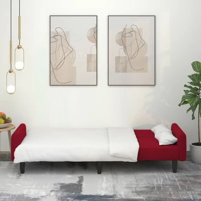 VidaXL Canapé-lit à 2 places Rouge bordeaux Velours 3 VidaXL Canapé-lit à 2 places Rouge bordeaux Velours – Image 3