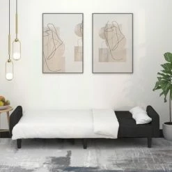 VidaXL Canapé-lit à 2 places Noir Velours -Canapés Soldes 2022 image 3 337385