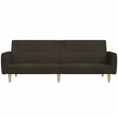 VidaXL Canapé-lit à 2 places Marron foncé Tissu 3 VidaXL Canapé-lit à 2 places Marron foncé Tissu – Image 3