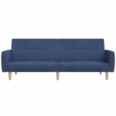 VidaXL Canapé-lit à 2 places Bleu Tissu 3 VidaXL Canapé-lit à 2 places Bleu Tissu – Image 3