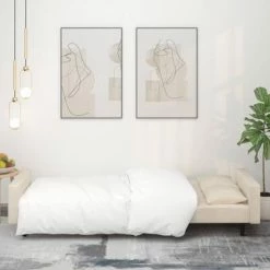 VidaXL Canapé-lit à 2 places avec deux oreillers Crème Velours -Canapés Soldes 2022 image 3 337460